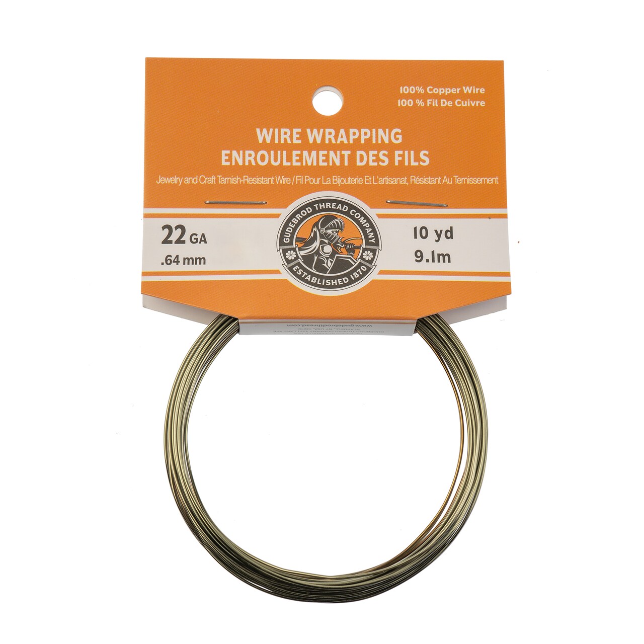 Gudebrod 22 Gauge Non-Tarnish Colored Copper Wire, 30ft. | Made in USA